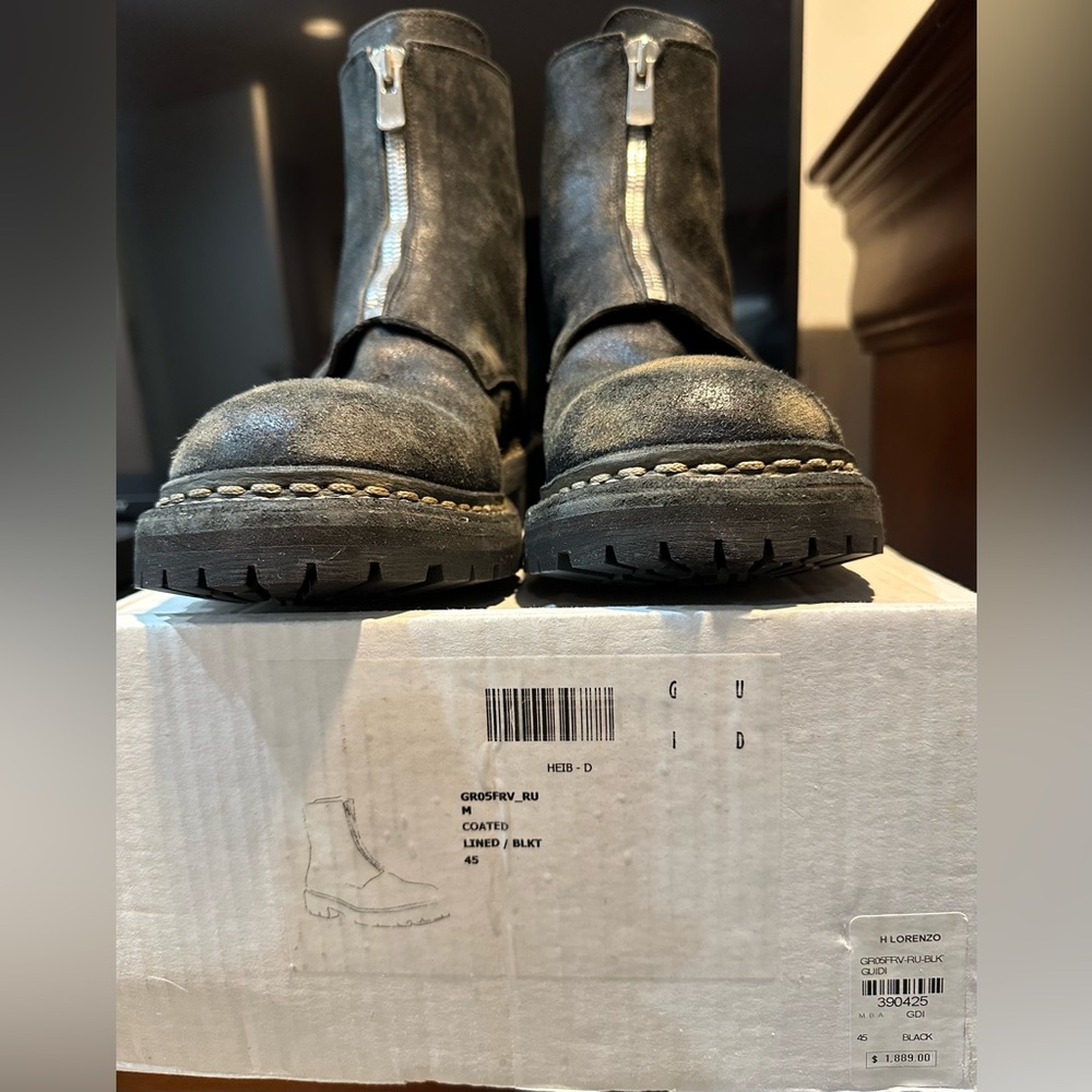 Guidi Black Leather Front Zip Boots